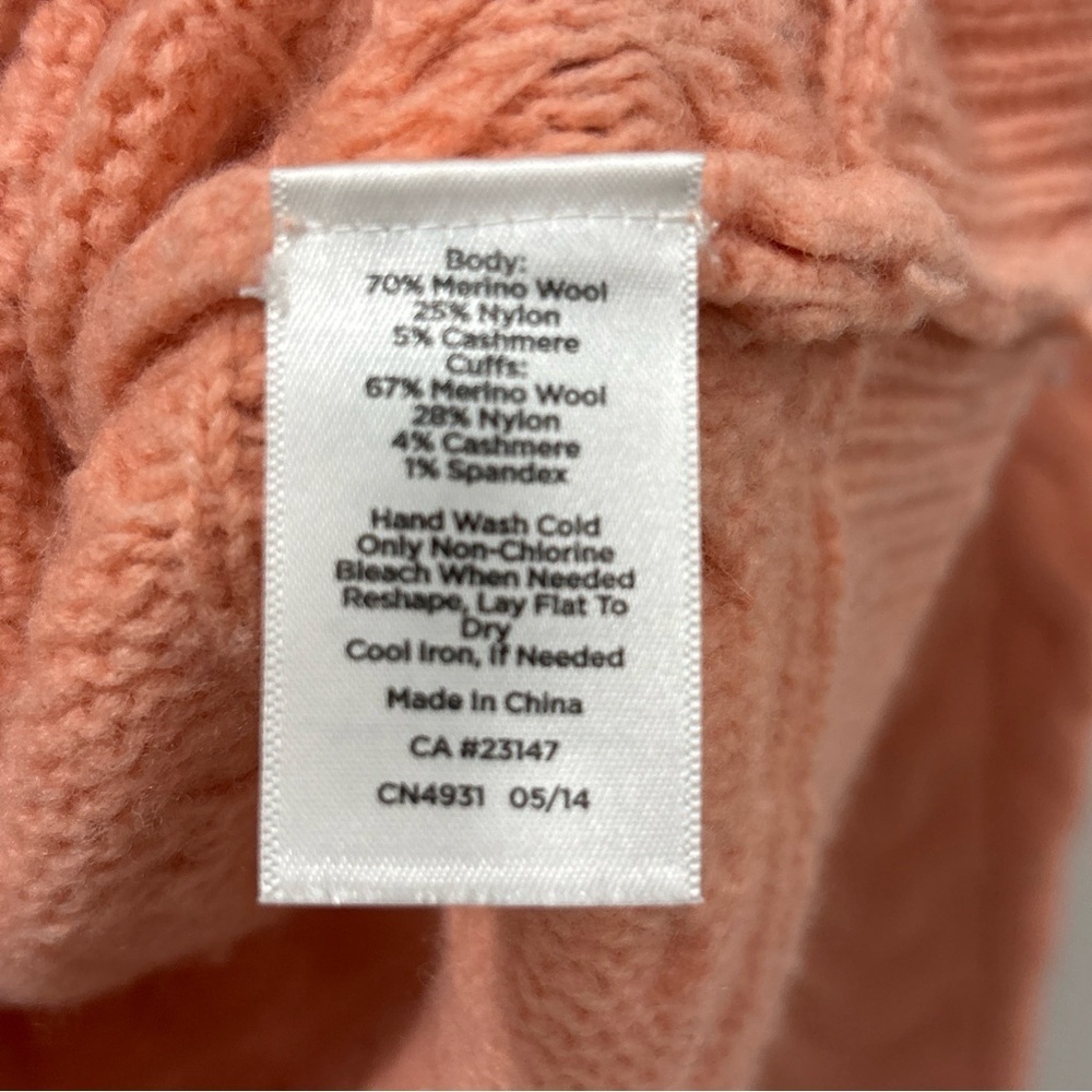 Talbots Women’s Merino Wool Blend Cable Knit Sweater Size Small Coral Soft EUC - Picture 4 of 5